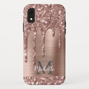 Case-Mate iPhone Case Rose monogramme Parties scintillant d'or sur métal