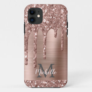 Case-Mate iPhone Case Rose monogramme Parties scintillant d'or sur métal