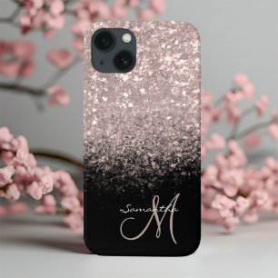 Case-Mate iPhone Case Rose Monogramme Parties scintillant or et noir
