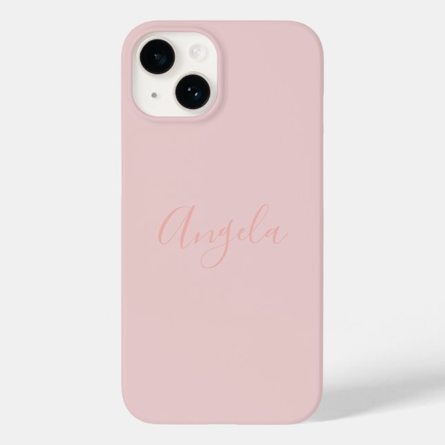 Coques Case-Mate iPhone Rose Pâle avec Nom iPhone 14 (Verso)