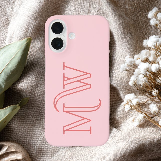 Coques Case-Mate iPhone Rose Pâle Grandes Initiales Monogramme Simple Mini (Créateur téléchargé)