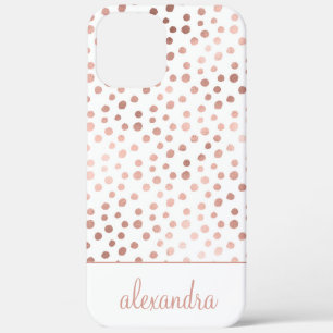 Case-Mate iPhone Case Rose pâle - Rose Gold Polka Point Motif Monogramme