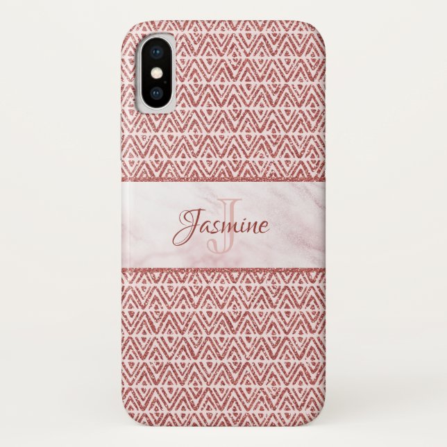 Coques Case-Mate iPhone Rose Parties scintillant or Diamant Motif Monogram (Dos)