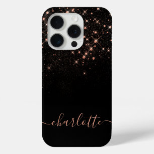 Coque iPhone 15 Pro Rose Parties scintillant Or Élégant Script glamour