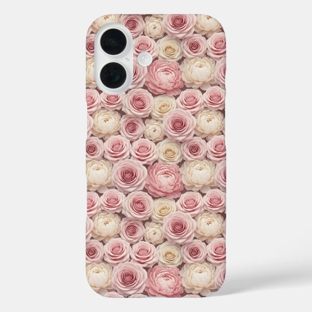 Coques Case-Mate iPhone Rose & Pivoine pastel 3D hyper-réaliste (Verso)