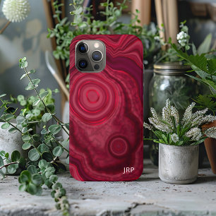 Case-Mate iPhone Case Rose profond Abstrait Agate Motif avec Monogramme