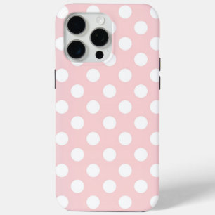 Coque iPhone 15 Pro Max Rose quartz couleur jolie avec des Polka Dots