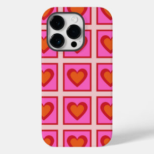 Coque Pour iPhone 14 Pro Rose Retro Vintage À damiers Coeur Motif Y2K