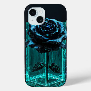 Coque Pour iPhone 15 Rose romantique dans un vase noir Luxe Design esth
