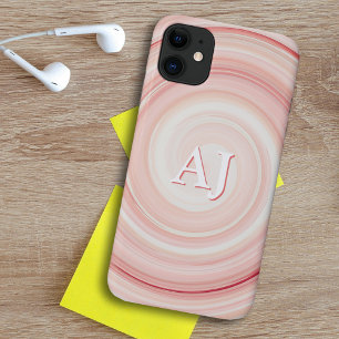 Case-Mate iPhone Case Rose rose et spirale corail moderne Monogramme ini