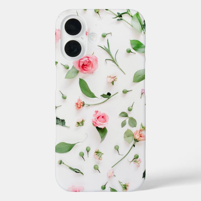 Coques Case-Mate iPhone rose rose et vert feuilles et pétales (Verso)