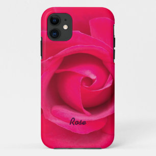 Coque iPhone 11 Rose rose personnalisée rouge romantique