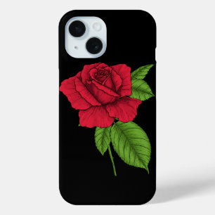 Coque Pour iPhone 15 Rose rouge 2