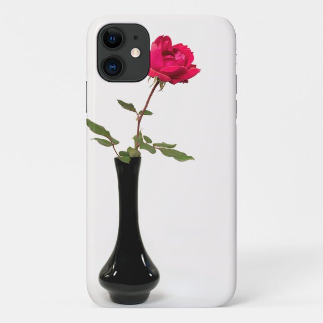 Coques Case-Mate iPhone rose rouge dans le vase noir (Dos)