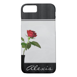 Coque iPhone 7 rose rouge dans le vase noir