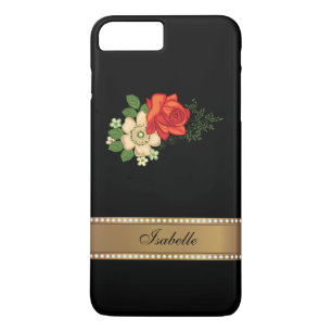 Etui iPhone Case-Mate Rose rouge et marguerites Or Nom personnalisé