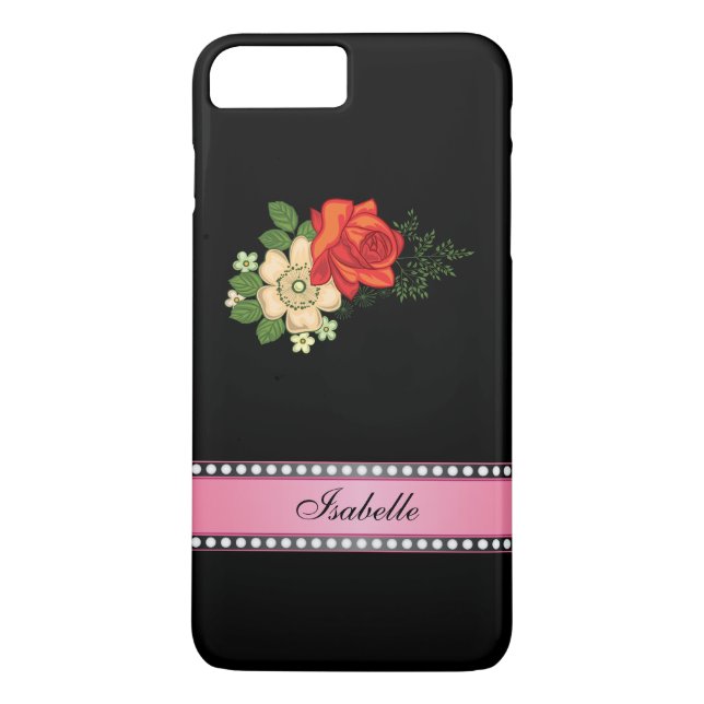 Coques Case-Mate iPhone Rose rouge et marguerites rose Nom personnalisé (Dos)