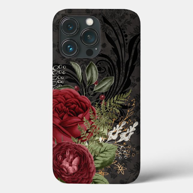 Coques Case-Mate iPhone Rose rouge et noir d'inspiration gothique (Verso)