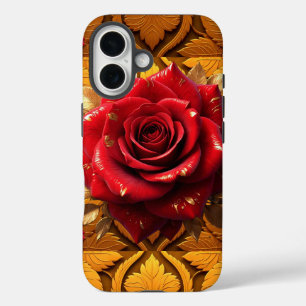 Coque Pour iPhone 16 "Rose rouge luxe"
