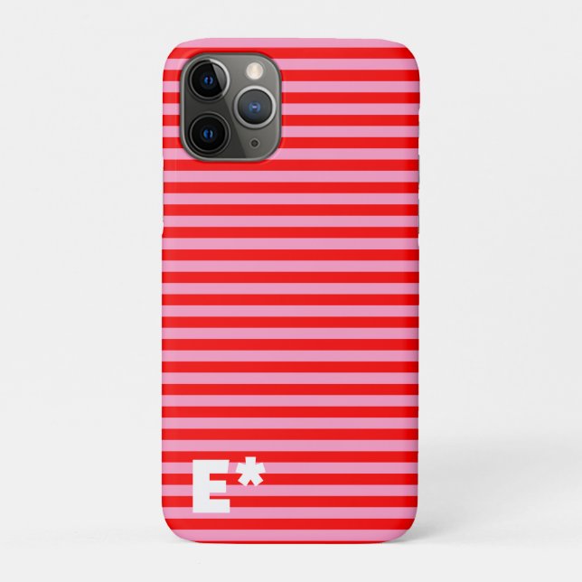 Coques Case-Mate iPhone ROSE ROUGE STRIPÉ - HORIZONTAL- initial le (Dos)