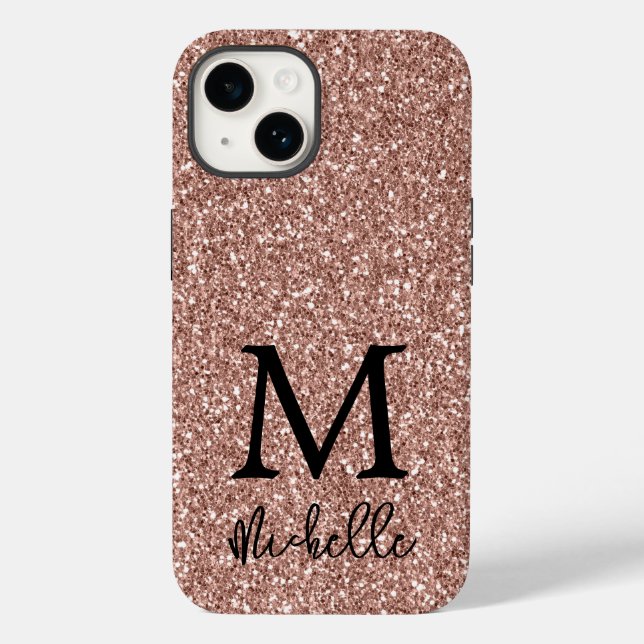 Coques Case-Mate iPhone Rose tendance Parties scintillant or Monogramme No (Verso)