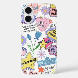 Coque Pour iPhone 16 Rose vert Jaune Illustrateur lumineux paisible