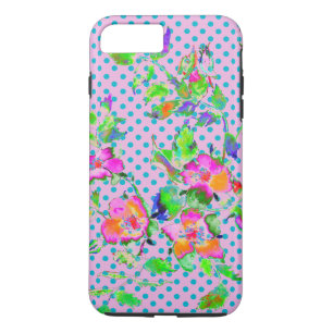 Coque Case-Mate Pour iPhone Rose vintage - pois polka violet/bleu