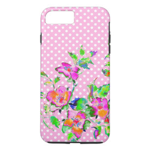 Coques Pour iPhone Rose vintage - pois roses et blancs