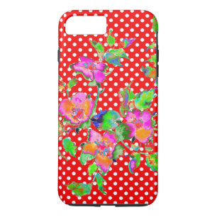 Coque Case-Mate Pour iPhone Rose vintage - rouge et blanc pois