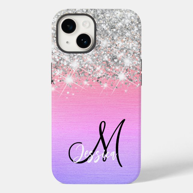 Coques Case-Mate iPhone Rose violet brossé métal brossé Parties scintillan (Verso)