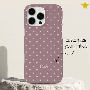 Coques iPhone 16 Pro Max Rose Violet Personnalisé Monogramme Micro Points
