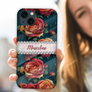 Case-Mate iPhone Case Roses 3D multicolores, cadre diamant personnalisé
