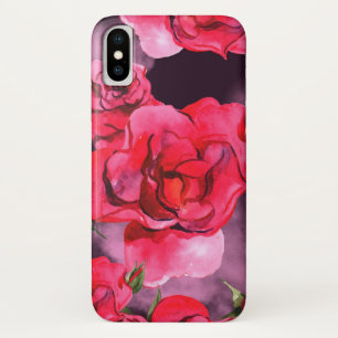 Coque Case-Mate Pour iPhone Roses aquarelle sur noir