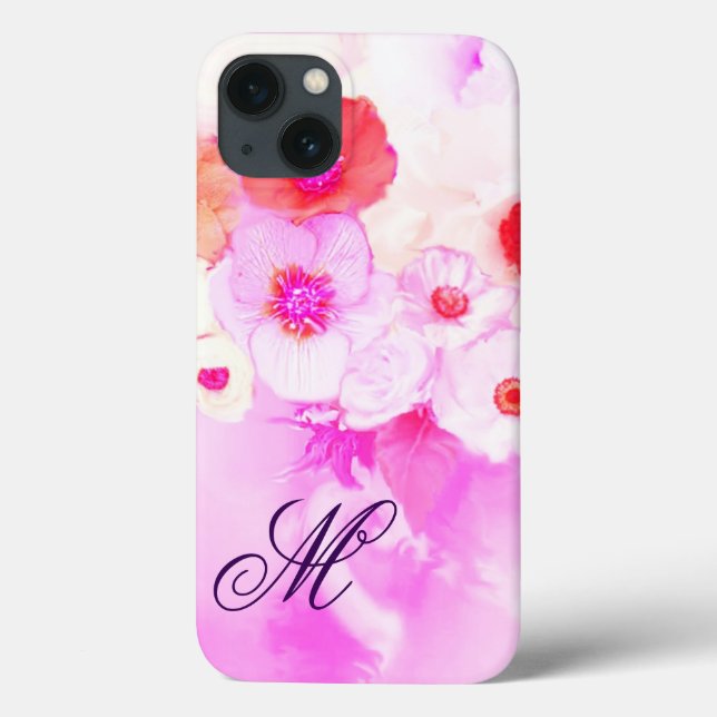 COQUES Case-Mate iPhone ROSES BLANCHES ET ROSES, ANEMONES ROUGES MONOGRAMM (Verso)