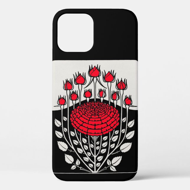 Coques Case-Mate iPhone ROSES BLANCHES NOIRES, ROSEBUDS Art Nouveau Floral (Verso)