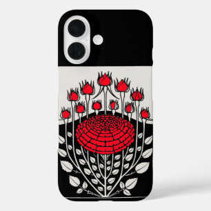Coque Pour iPhone 16 ROSES BLANCHES NOIRES, ROSEBUDS Art Nouveau Floral