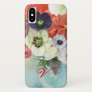 Case-Mate iPhone CASE ROSES BLANCHES ROUGES ET FLEURS D'ANÉONE MONOGRAMM