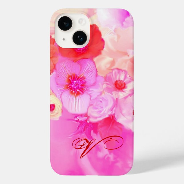 COQUES Case-Mate iPhone ROSES BLANCHES ROUGES ET FLEURS D'ANÉONE ROSE MONO (Verso)