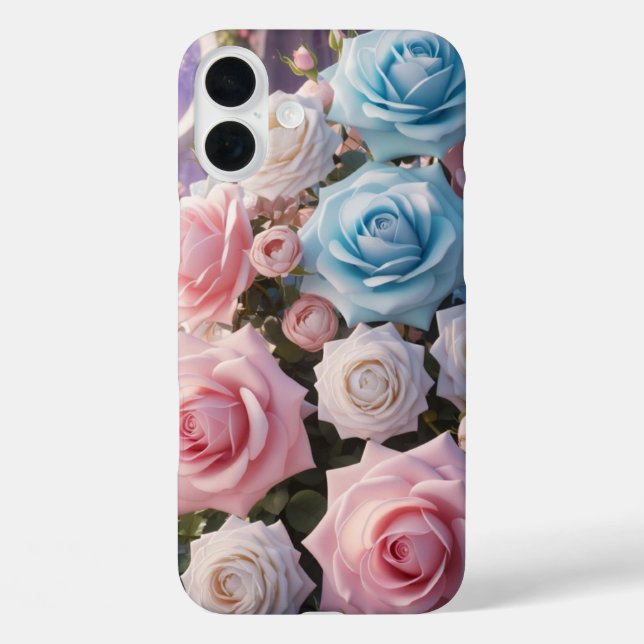 Coques Case-Mate iPhone Roses Bleu Clair, Blanc et Rose  (Verso)