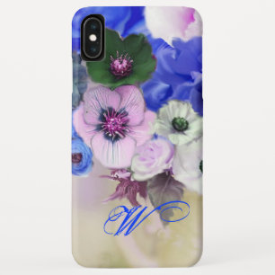 ETUI iPhone Case-Mate ROSES BLEUES BLANCHES ET FLEURS D'ANÉMONE MONOGRAM