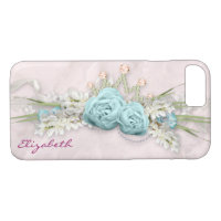 Roses bleus et bouquet floral Couronne sur mesure