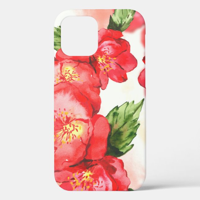 Coques Case-Mate iPhone Roses d'aquarelle douce rouge et rose (Verso)