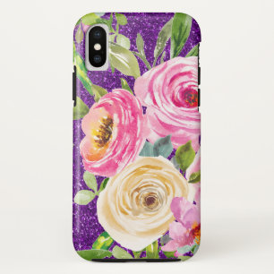 Case-Mate iPhone Case Roses d'aquarelle en Parties scintillant rose et c