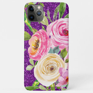 Case-Mate iPhone Case Roses d'aquarelle en Parties scintillant rose et c