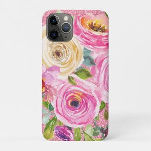 Case-Mate iPhone Case Roses d'aquarelle en Parties scintillant rose et c