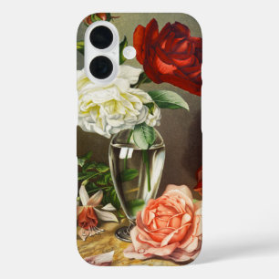 Coque Pour iPhone 16 Roses de jardin anciennes dans un vase en verre