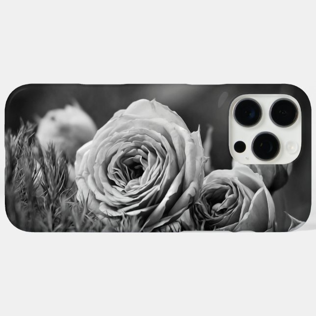 Coques Case-Mate iPhone Roses en noir et blanc (Verso (horizontal))