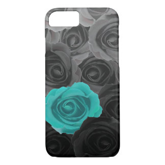 Coque iPhone 8/7 Roses gris Ombre avec accent Turquoise