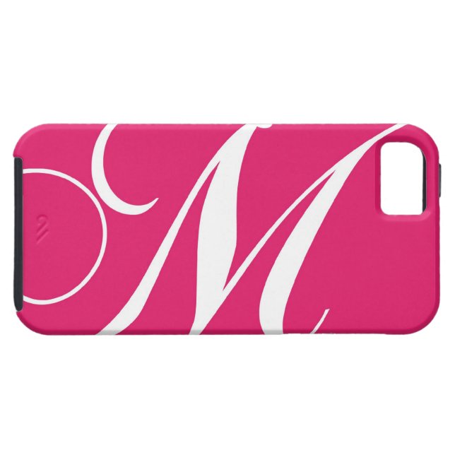 Coques Case-Mate iPhone Roses indien, monogramme blanc M de manuscrit (Dos Horizontal)