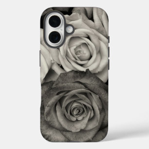 Coque Pour iPhone 16 Roses noires et blanches